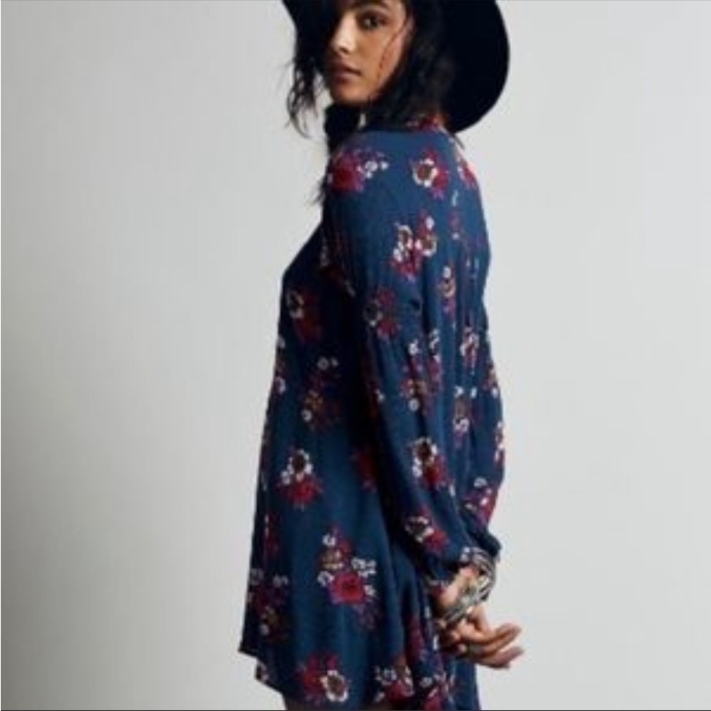 Free People floral trapeze long sleeve tunic